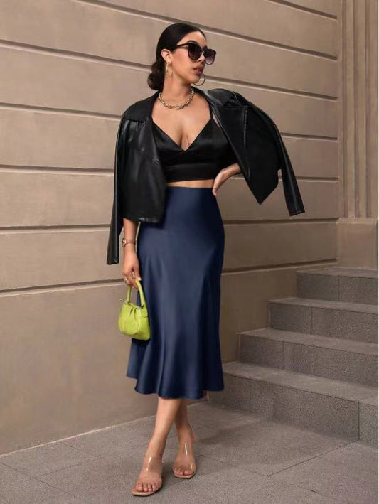 Elegant Line Satin Skirt