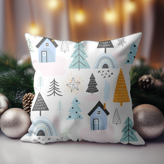 Cozy Cabin Christmas Decor Throw Pillow