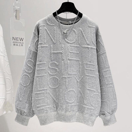 Trendy Round-neck Non-hoodie Thin Loose Long Sleeve Top