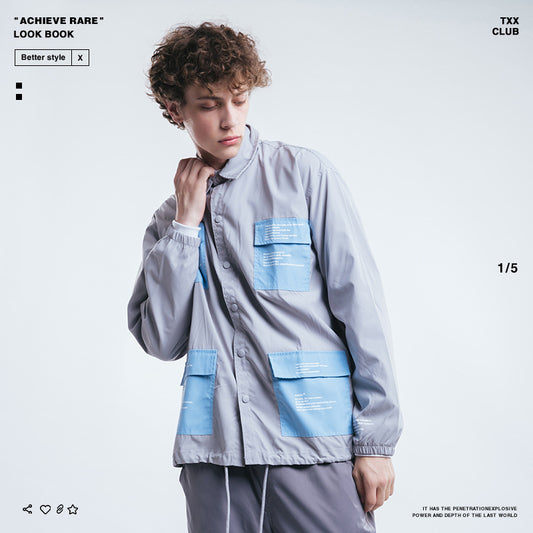 Waterproof And Windproof Men'S High Street Multi-Pocket Shirt