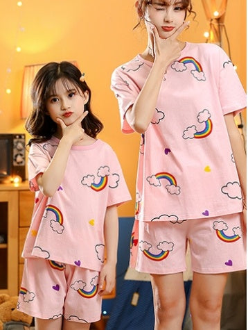Mother-daughter Cartoon 2-piece Pajamas