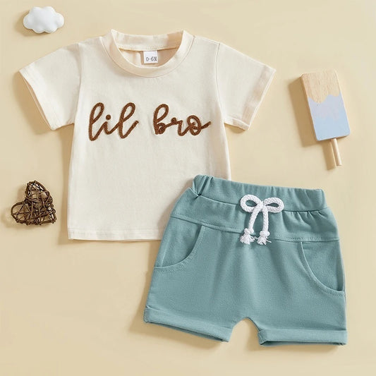 Children's Casual Printed Short Sleeved Shorts Set
