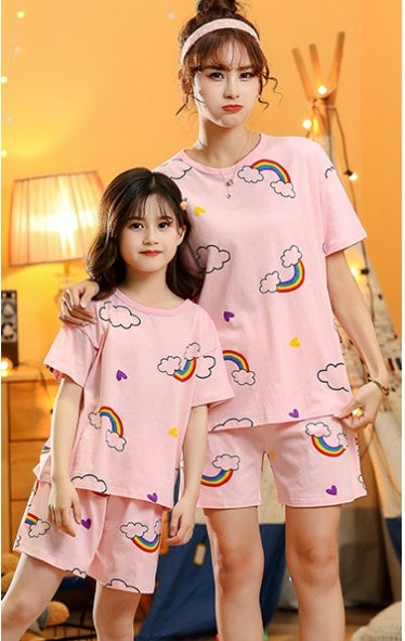 Mother-daughter Cartoon 2-piece Pajamas