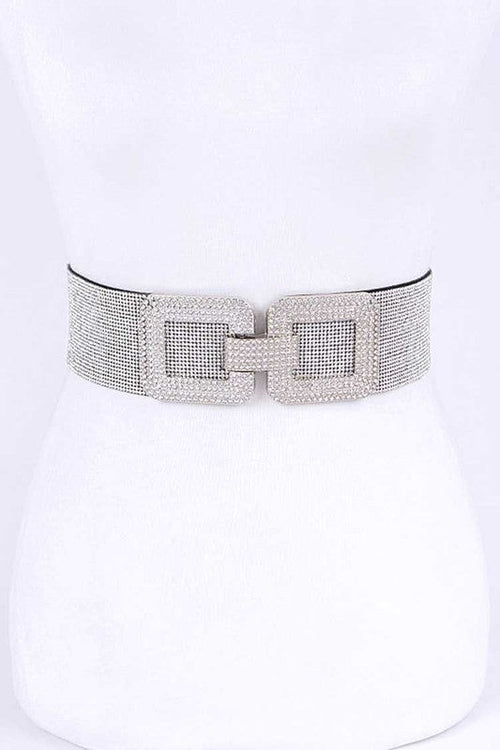 Crystal Buckle Rhinestone Elastic Belt