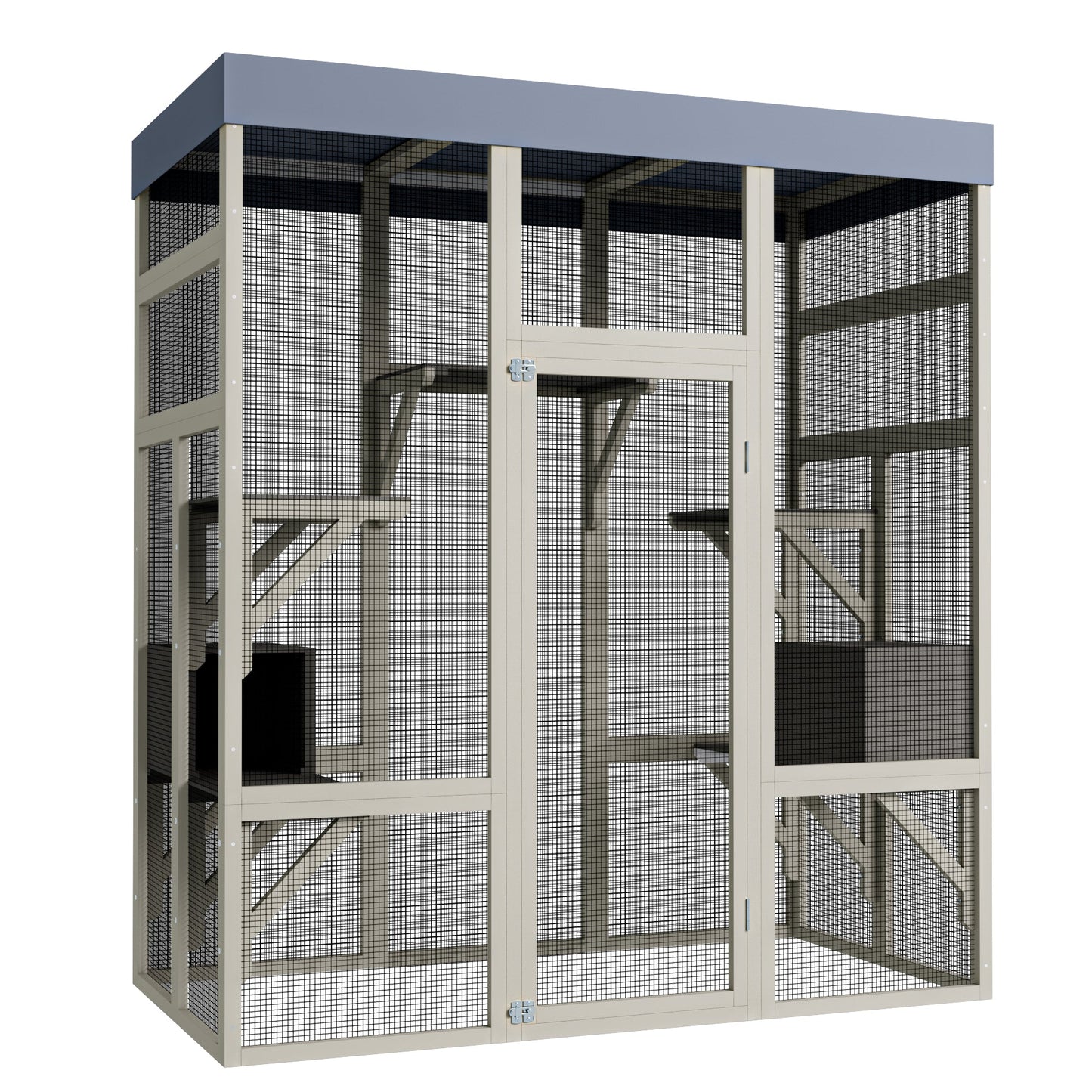 62.6' Outdoor Wooden Catio for Cats, Large Cat Enclosure with