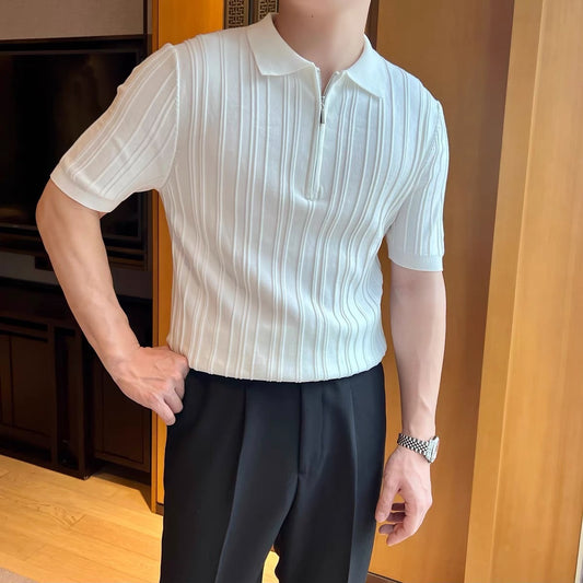 Casual Zipper Short Sleeve Men's Retro