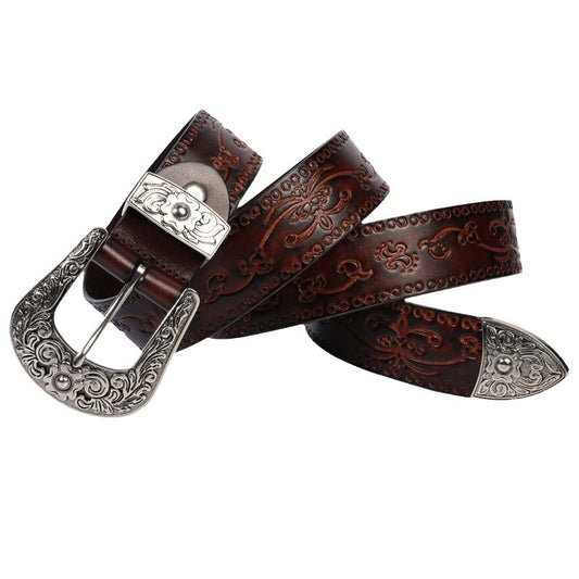 Men's Mongolian Style Personalized Carved Belt