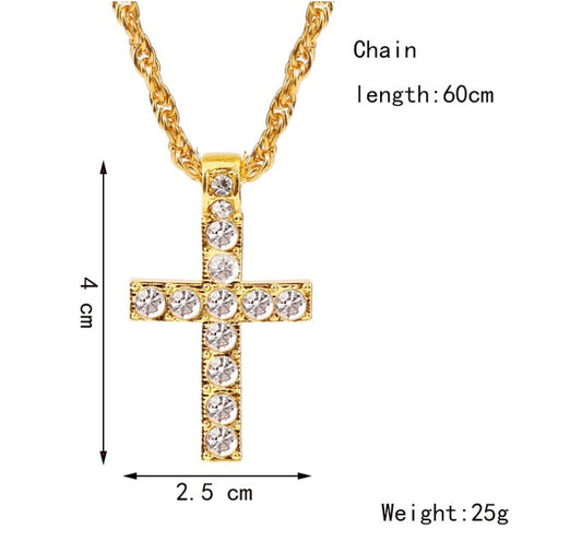 Cross Pendant Necklaces For Women Men Punk Hiphop Rope Chain On Neck