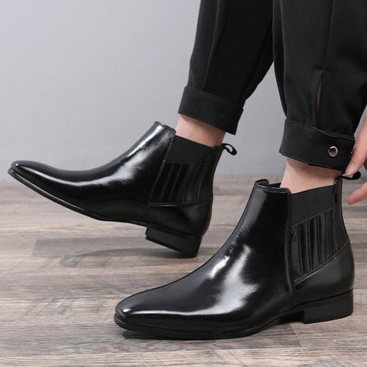 Pointed Toe Chelsea-style Boots For Men Fashion British Style Square