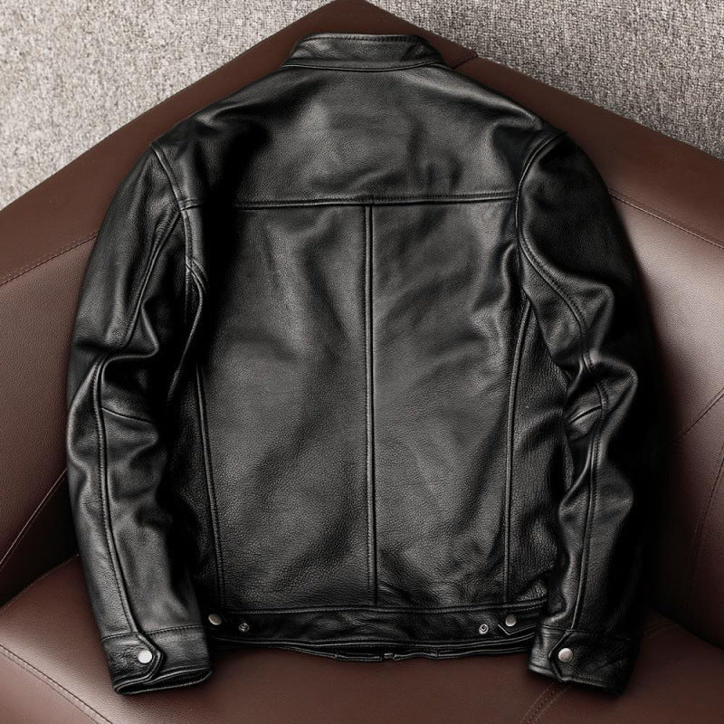 Leather Men's Stand Collar Leather Jacket