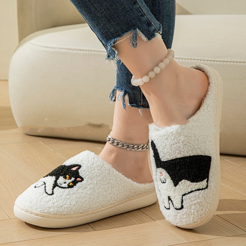 Cartoon Cotton Slippers For Women Men Indoor Outdoor Slippers For