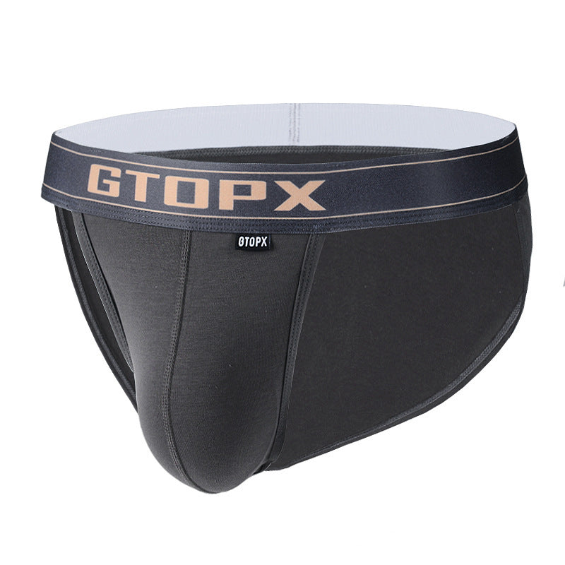 Single Layer High Fork Thin U Convex Men's Briefs Sexy Low Waist