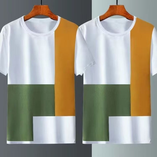 Summer Ice Silk Short Sleeve T-shirt Men