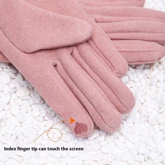 Women's Winter Velvet Padded Touch Screen Gloves