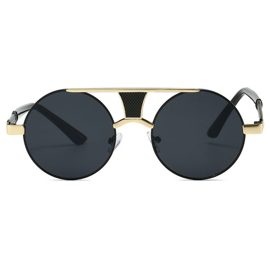 Men's Double Beam Round Frame Classic HD Fashion Sunglasses