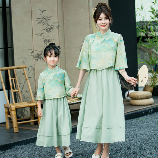 Parent-child Chinese Style Cheongsam Outfits