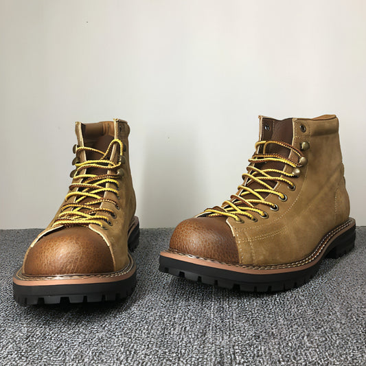 Men's Round Toe Fashion Casual Leather Shoes Martin