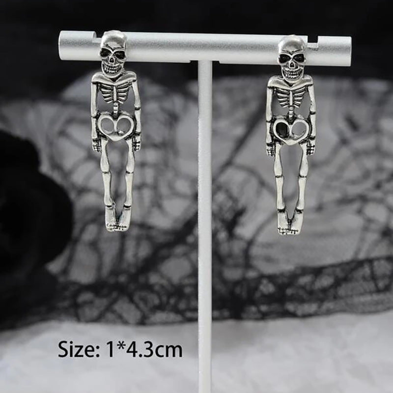 Halloween Earrings Skull Simulation Human Skeleton Detachable Stud