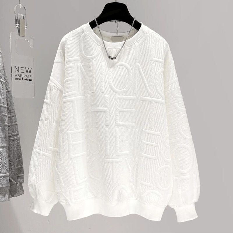 Trendy Round-neck Non-hoodie Thin Loose Long Sleeve Top