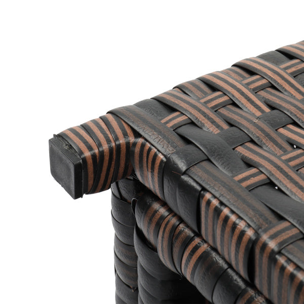 Brown Gradient Woven Rattan Trash Can With Top Cover