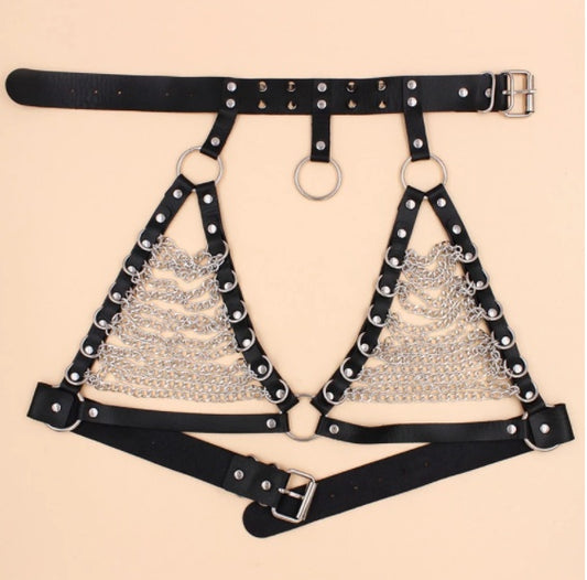 Pointed Rivet Punk Collar Belt Jewelry Waist Chain Belt Body Chain