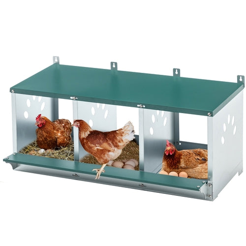 Metal Nesting Boxes for Chicken,3 Compartment Nesting Box,Galvanized