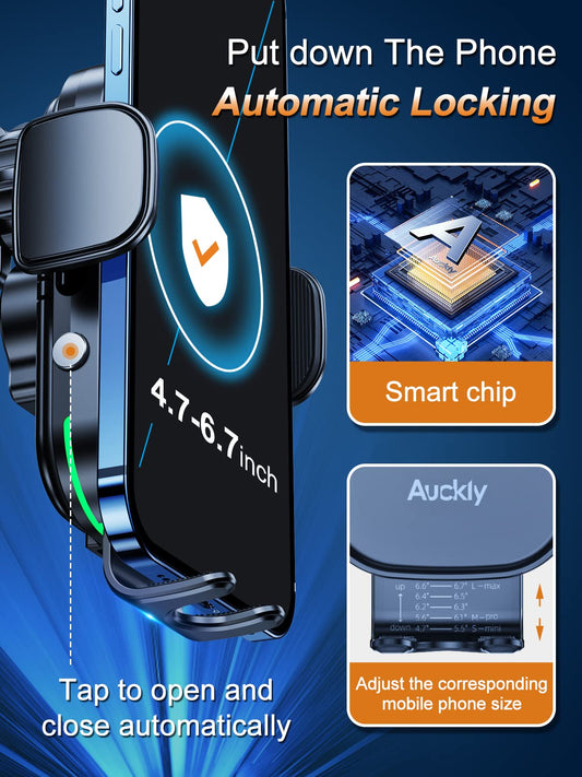 Fast Auto Phone Dock 15W Qi Wireless Charging Stand for Smartphones