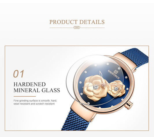 Stylish casual metal strap quartz ladies timepiece