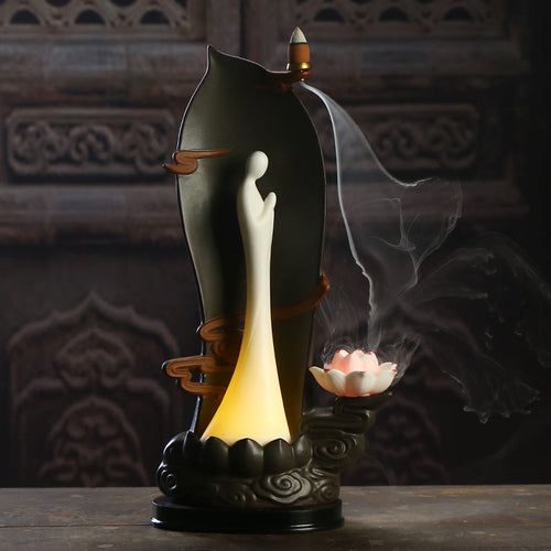 Zen Ethereal LED Lamp Ceramic Aroma Diffuser Home Decor Lotus