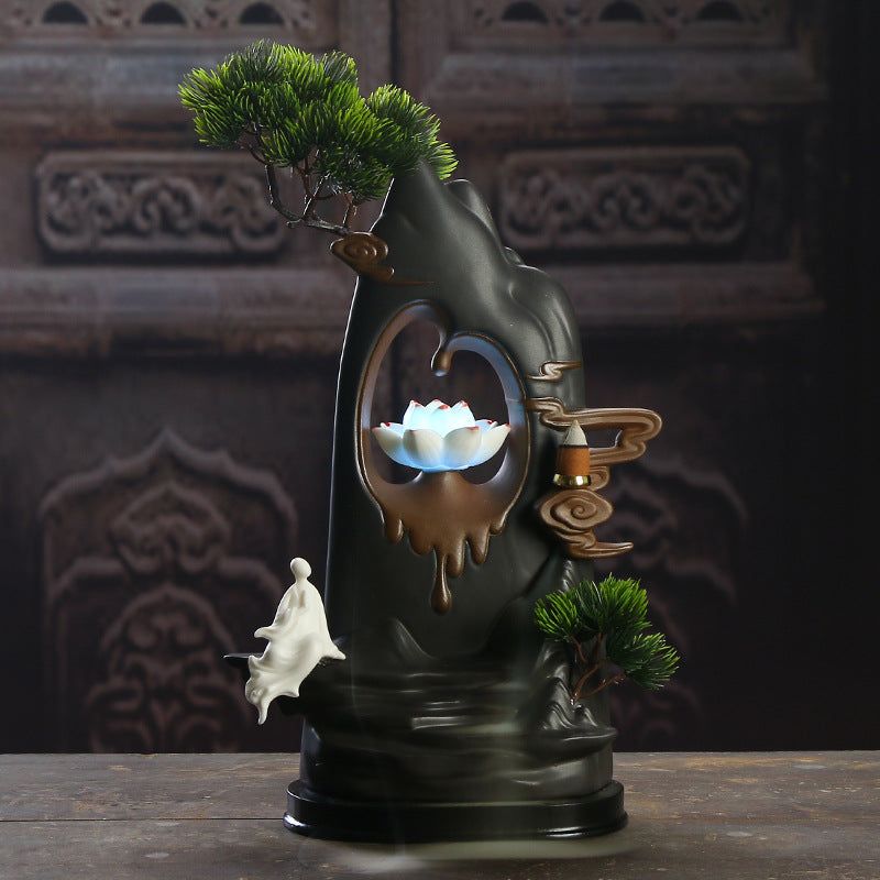 Zen Ethereal LED Lamp Ceramic Aroma Diffuser Home Decor Lotus