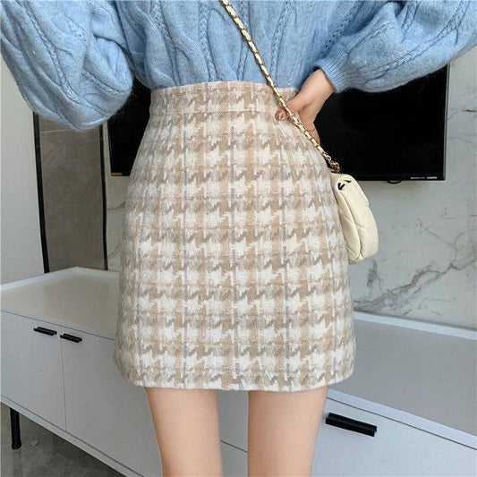 Ladies' Vintage High Waist Wool Blend Skirt
