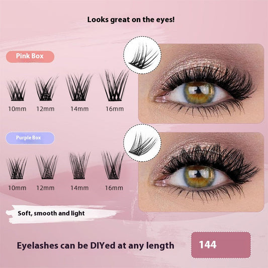 Split Single Fake Lash Set Synthetic Fiber Artificial Eyelashes Kit