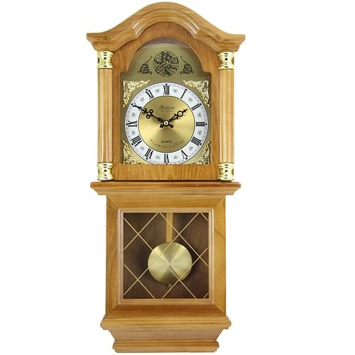 Bedford Clock Collection Classic 26 Inch Wall Clock in Golden Oak