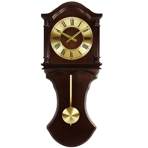 Bedford Clock Collection 27.5 Inch Wall Clock with Pendulum and Chimes