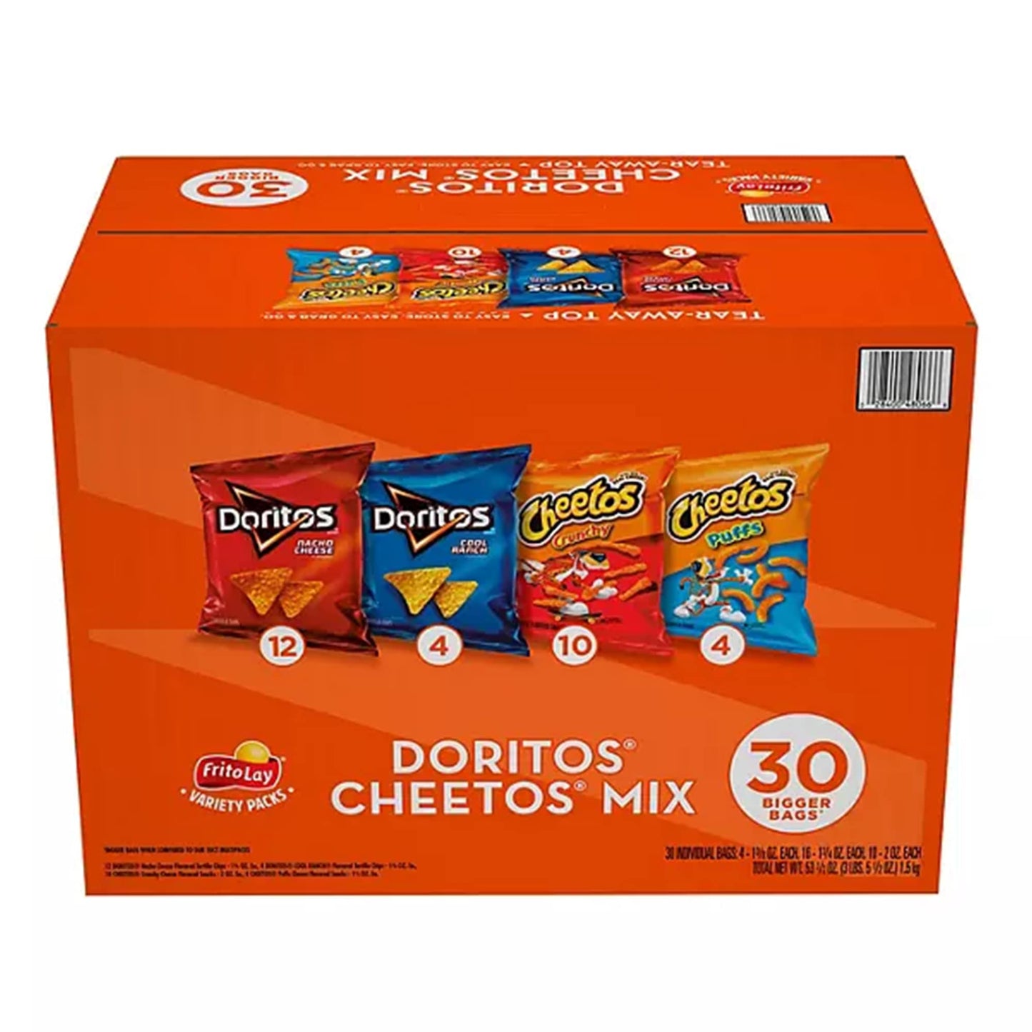Frito Lay Doritos Cheetos Mix, Variety Pack of Snacks and Chips, 30 ct