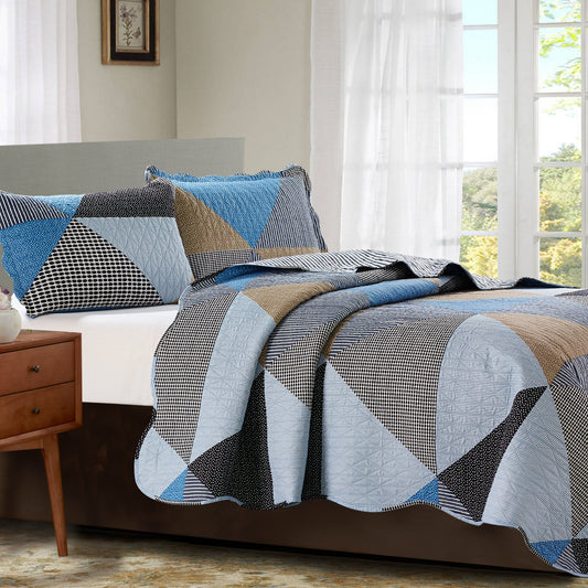 Suzy 3 Piece Quilt Set - Grey