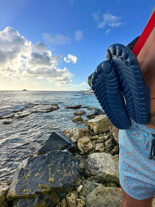 Navy Blue Flip-Flops + Drybag