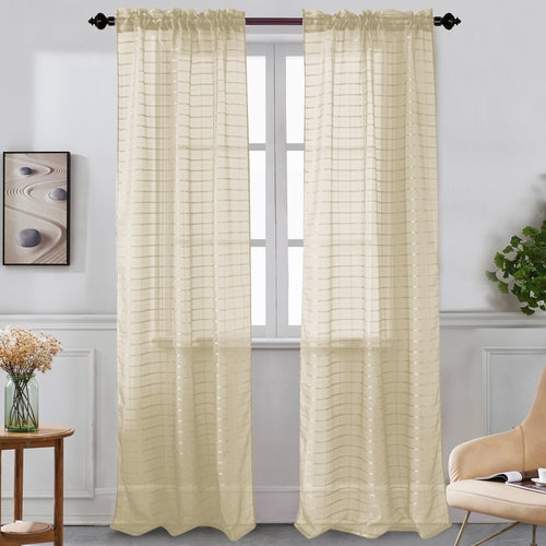 Nancy - Rod Pocket Sheer Panel - Set of Two - Assorted Colors