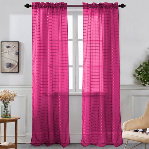 Nancy - Rod Pocket Sheer Panel - Set of Two - Assorted Colors