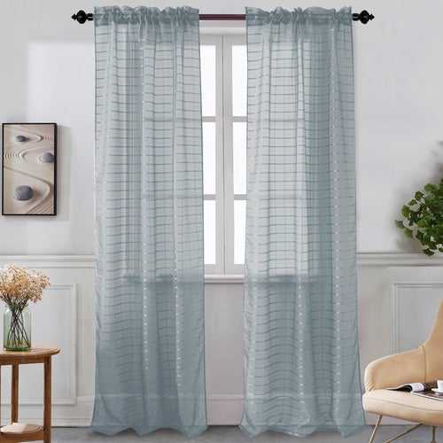 Nancy - Rod Pocket Sheer Panel - Set of Two - Assorted Colors