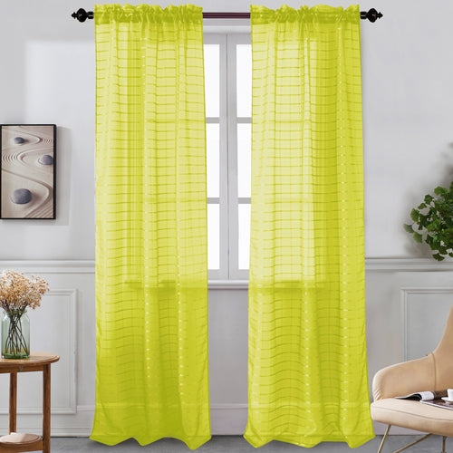 Nancy - Rod Pocket Sheer Panel - Set of Two - Assorted Colors