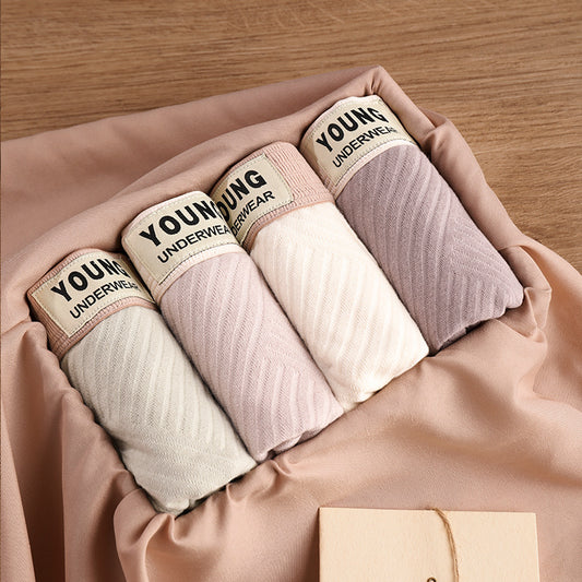 Cotton Men's Mid Waist Texture Boxer Briefs