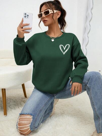 Heart Shape Printed Sweatshirt