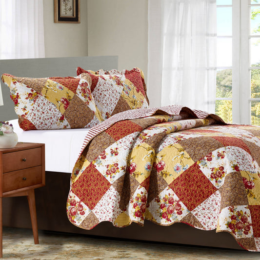 Suzy 3 Piece Quilt Set - Rust