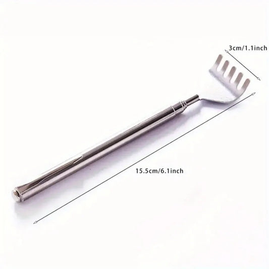 silvery Telescopic Back Scratcher, Portable Extendable Stainless