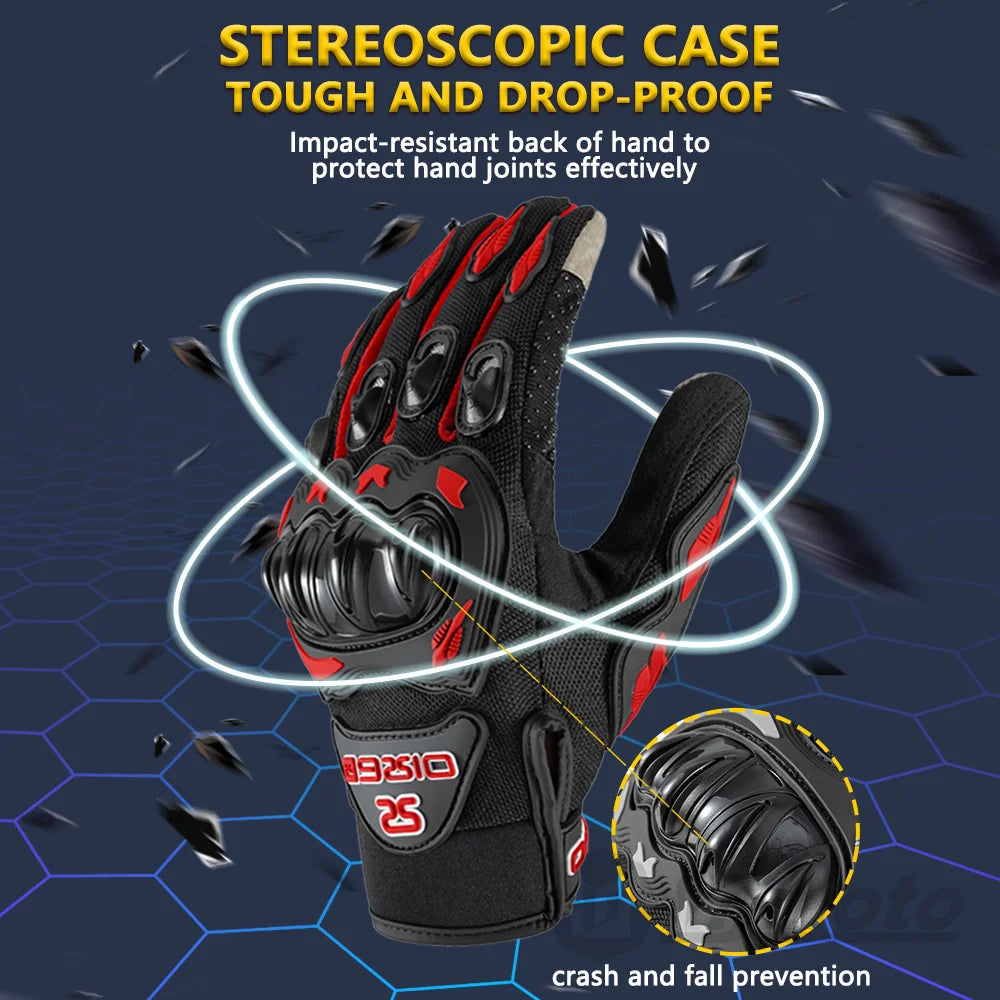 Summer Breathable Full Finger Motorcycle Gloves Non-slip