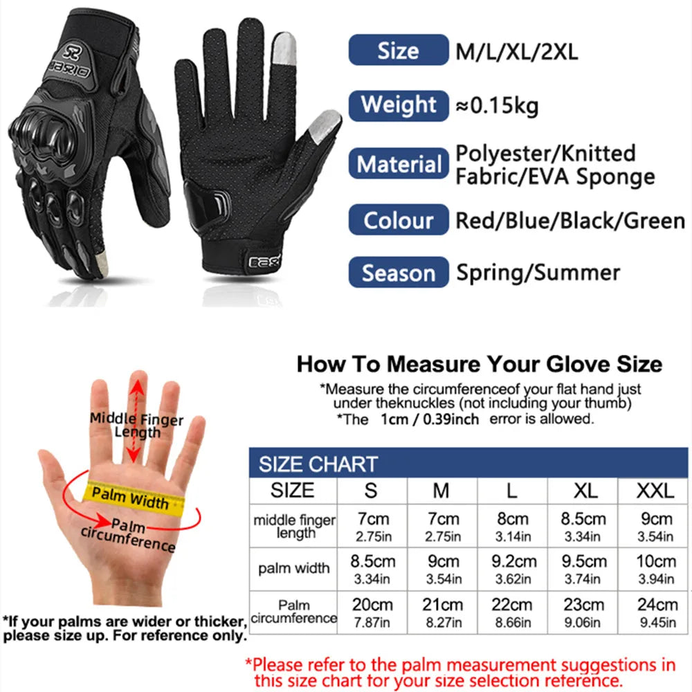 Summer Breathable Full Finger Motorcycle Gloves Non-slip