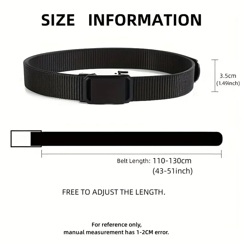 New Automatic Buckle Belt, Canvas Tactical Workwear Casual Outdoor