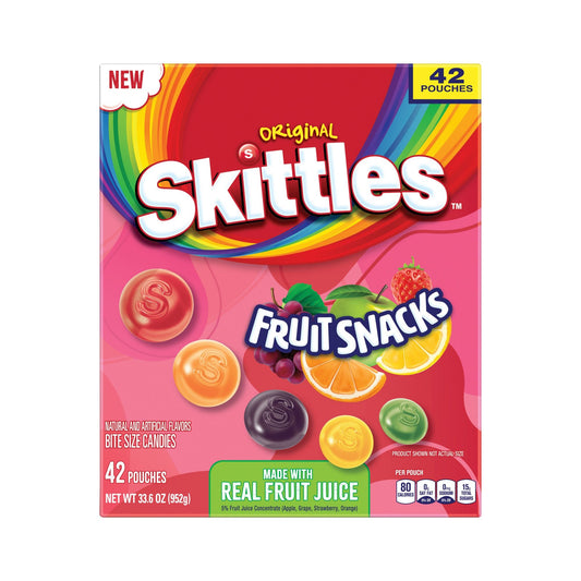 Skittles Original Fruit Snacks made with Real Juice Fruit, Bulk Box, 4