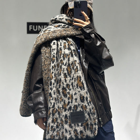 Warm Leopard Print Scarf